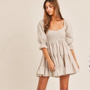 Gingham Puff Sleeve Mini Dress